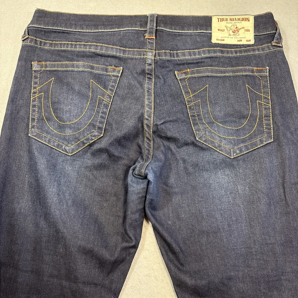 JEANS STRAGHT True Religion Blue Zip Pockets‎ Denim MENS 36x32